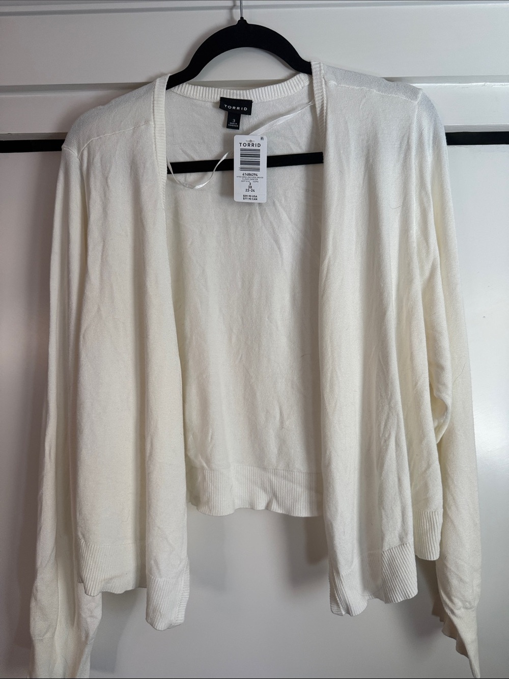 Torrid White open-front lightweight cardigan